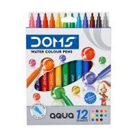 doms aqua watercolour coloured fine tip markers pack 12
