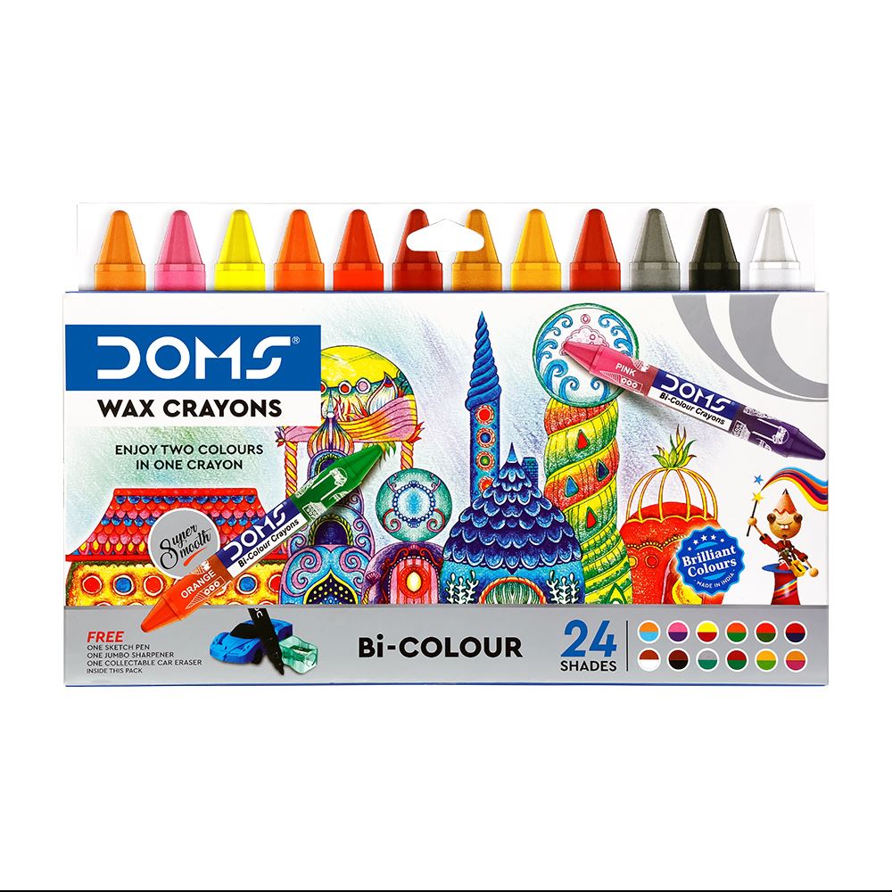 Image for DOMS BI-COLOUR JUMBO WAX CRAYONS 12 PCS (24 COLOURS) from PaperChase Office National