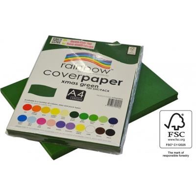 Image for RAINBOW COVER PAPER 125GSM A4 XMAS GREEN PACK 100 from PaperChase Office National