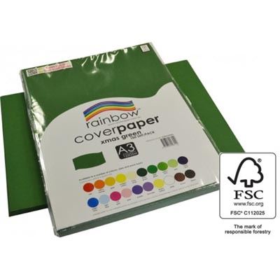 Image for RAINBOW COVER PAPER 125GSM A3 XMAS GREEN PACK 100 from PaperChase Office National