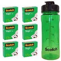 scotch 810 magic tape 19mm x 33m pack 6 + bonus drink bottle