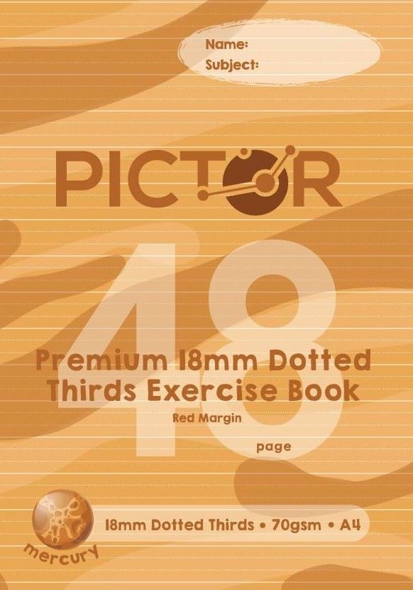 Image for PICTOR PREMIUM EXERCISE BOOK DOTTED THIRDS 18MM 70GSM 48 PAGE A4 MERCURY from Paul John Office National