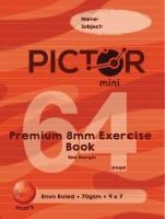 pictor premium mini 225 x 175mm 64 page  exercise book 8mm ruled 70gsm mars