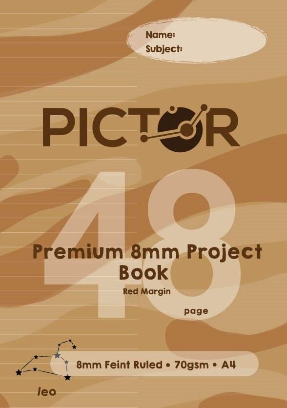 Image for PICTOR PREMIUM A4 48 PAGE PROJECT BOOK 8MM PLAIN/RULED 70GSM LEO from Paul John Office National