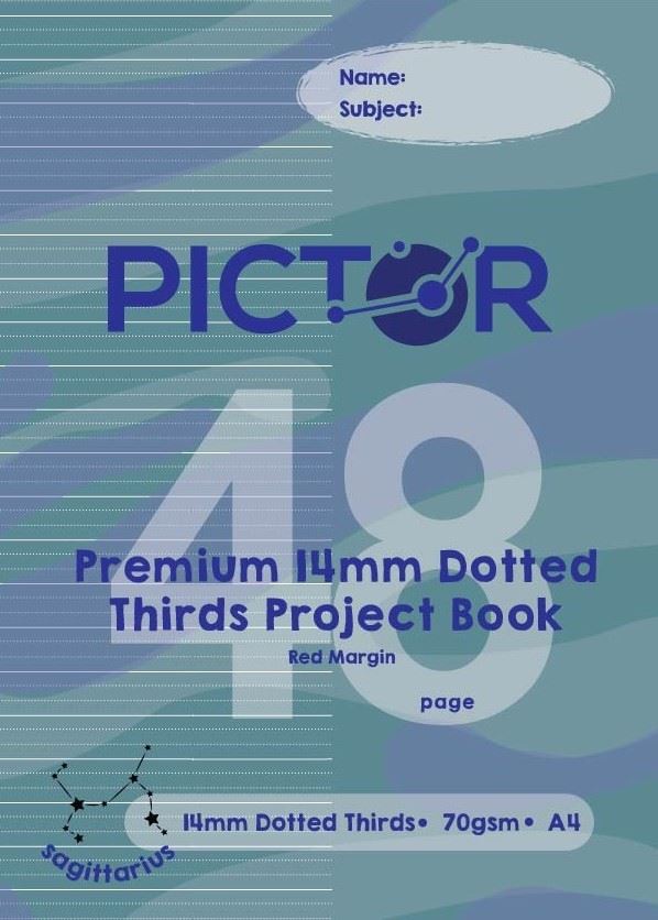 Image for PICTOR PREMIUM A4 48 PAGE PROJECT BOOK 14MM PLAIN/DOTTED THIRDS 70GSM SAGITTARIUS from Paul John Office National