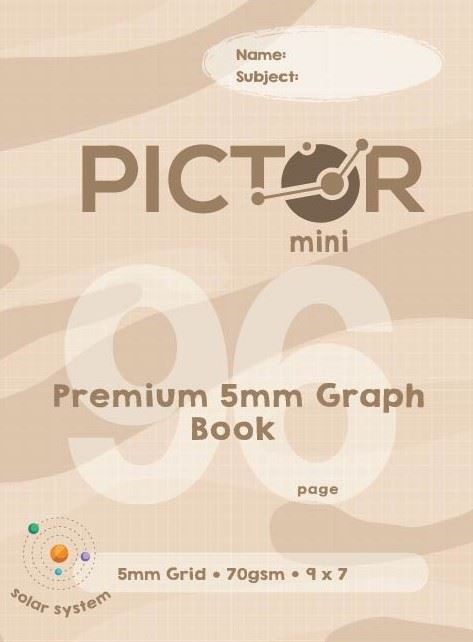 Image for PICTOR PREMIUM MINI 225 X 175MM  96 PAGE GRID BOOK 5MM SQUARES 70GSM SOLAR SYSTEM from Paul John Office National