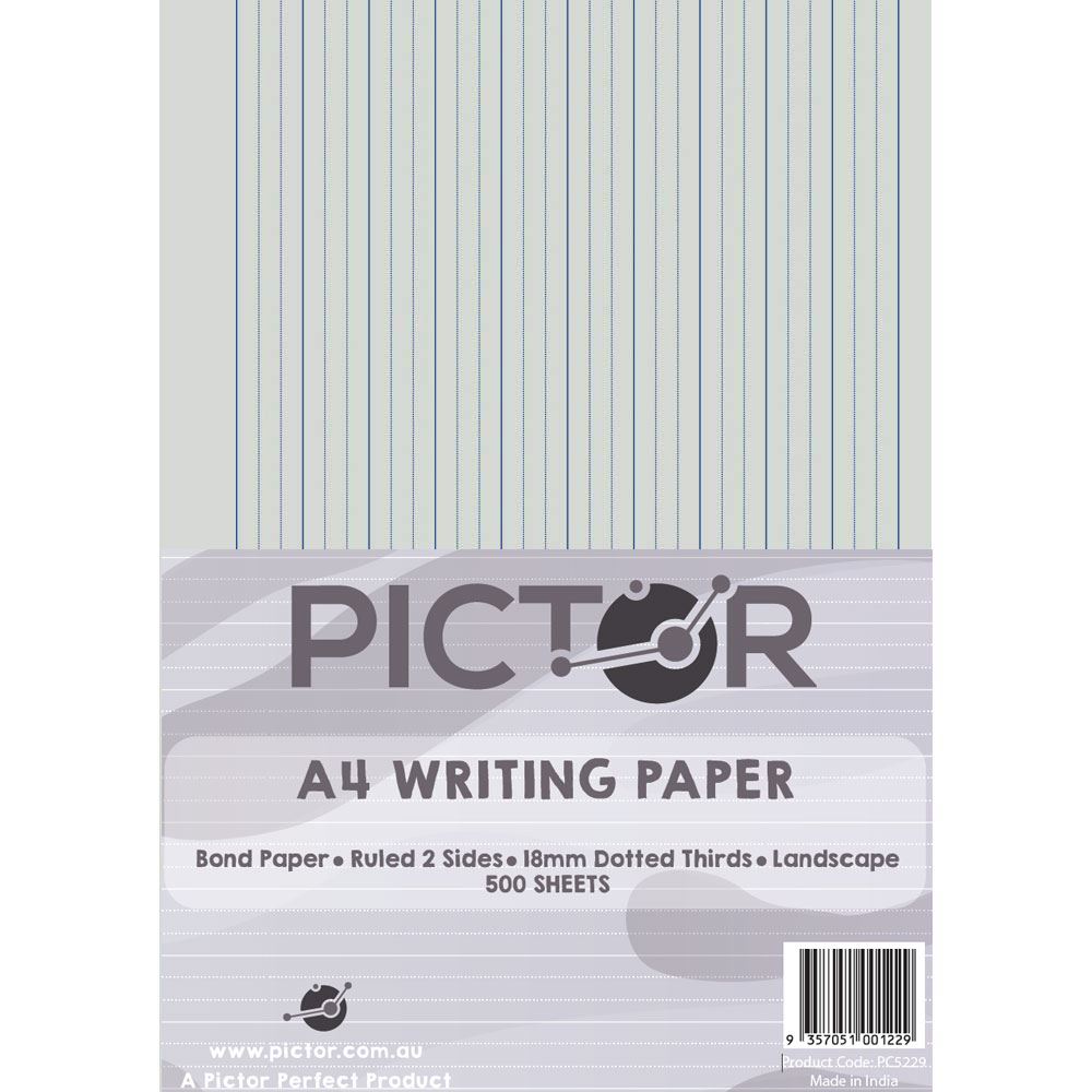 Image for PICTOR WRITING PAPER A4 18MM DOTTED THIRDS LANDSCAPE 500 SHEETS from Paul John Office National