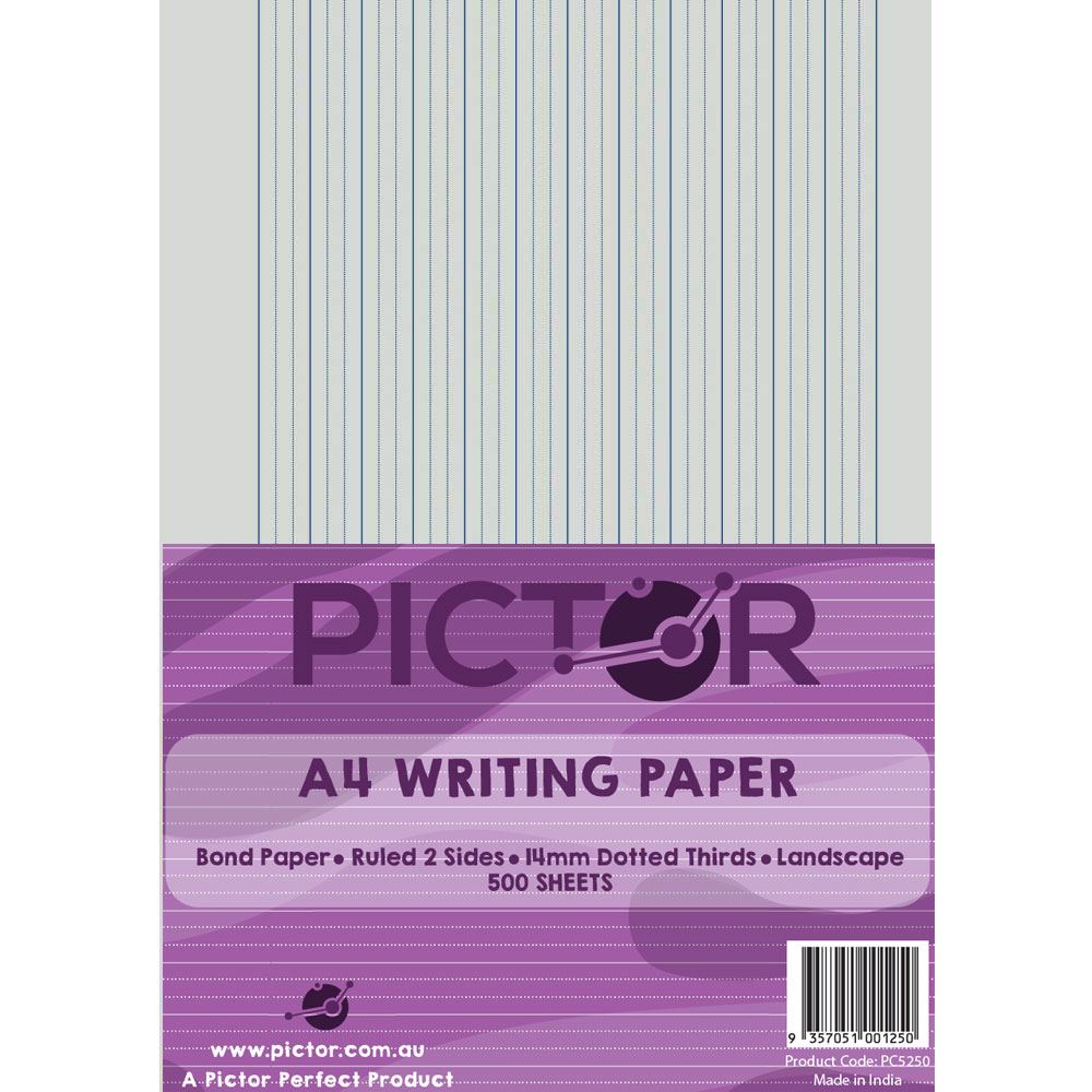 Image for PICTOR WRITING PAPER A4 14MM DOTTED THIRDS LANDSCAPE 500 SHEETS from Paul John Office National