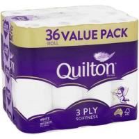 quilton toilet paper 3 ply 190 sheet white (packet 36)