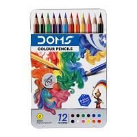 doms supersoft coloured pencils - flat tin box 12 colours