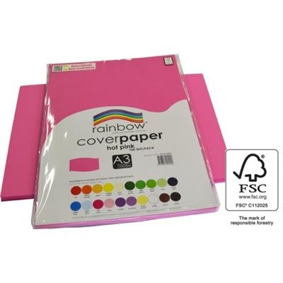 Image for RAINBOW COVER PAPER 125GSM A3 HOT PINK PACK 100 from Paul John Office National