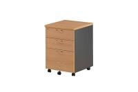mobile pedestal 2 drawer/1 file lockable english oak