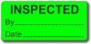 inspected by/date adhesive label 16 x 35mm fluro green box 250