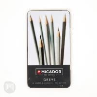 micador for artists grey sketching set 12