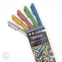 micador brush markers water-based metallic pack 5