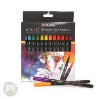 micador stylist brush markers water-based dual tip box 24
