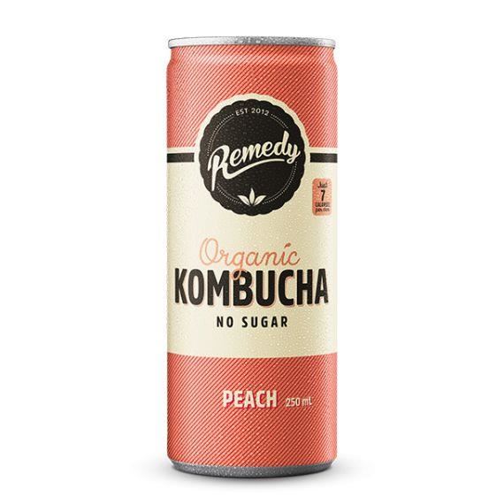 Image for REMEDY KOMBUCHA PEACH 250ML CAN BOX24 from Surry Office National