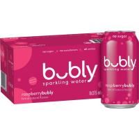 bubly sparkling water no sugar raspberry can 375ml pack 8