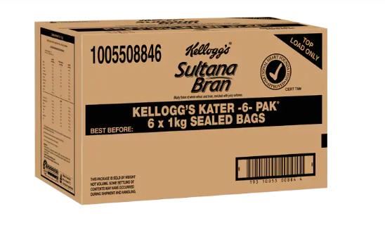 Image for KELLOGGS SULTANA BRAN CEREAL KATER PACK 1KG CARTON 6 from Surry Office National