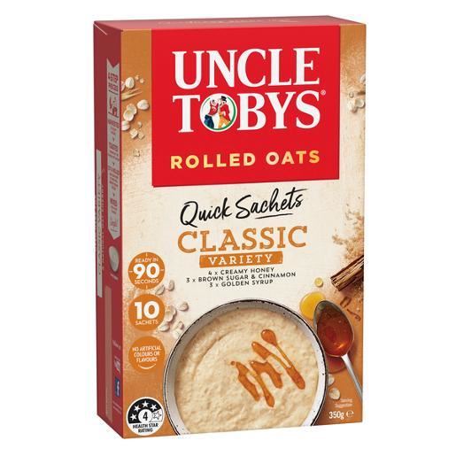 Image for UNCLE TOBYS OATS QUICK SACHETS CLASSIC VARIETY PACK 10 from Surry Office National