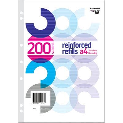 Image for VICTORY REINFORCED LOOSE LEAF REFILLS A4 PACK 200 from Office National Sydney Stationery