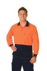 Image for ZIONS TWO TONE LONG SLEEVE POLO SHIRT HI-VIS FLUORO ORANGE/NAVY EXTRA LARGE from Office National Sydney Stationery