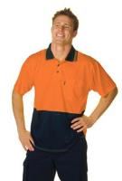 zions hi-vis polo shirt short sleeve extra large orange/navy
