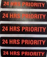 24 hours priority labels 10 x 68mm red on black roll 1000