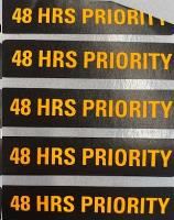 48 hours priority labels 10 x 68mm orange on black roll 1000