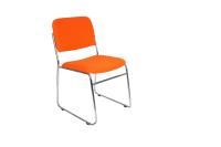 evo visitor chair orange fabric chrome sled base