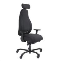 serati high back chair with headrest/ lumbar pump with foot plates black fabric