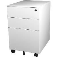 steelco slimline mobile pedestal 2 drawer 1 file 615 x 300 x 500mm white satin