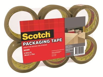 Image for SCOTCH 400 PACKAGING TAPE ROLL 36MM X 75M BROWN PACK 6 from Two Bays Office National