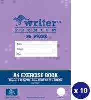 writer premium exercise book feint ruled 8mm 75gsm 96 page a4 lilac