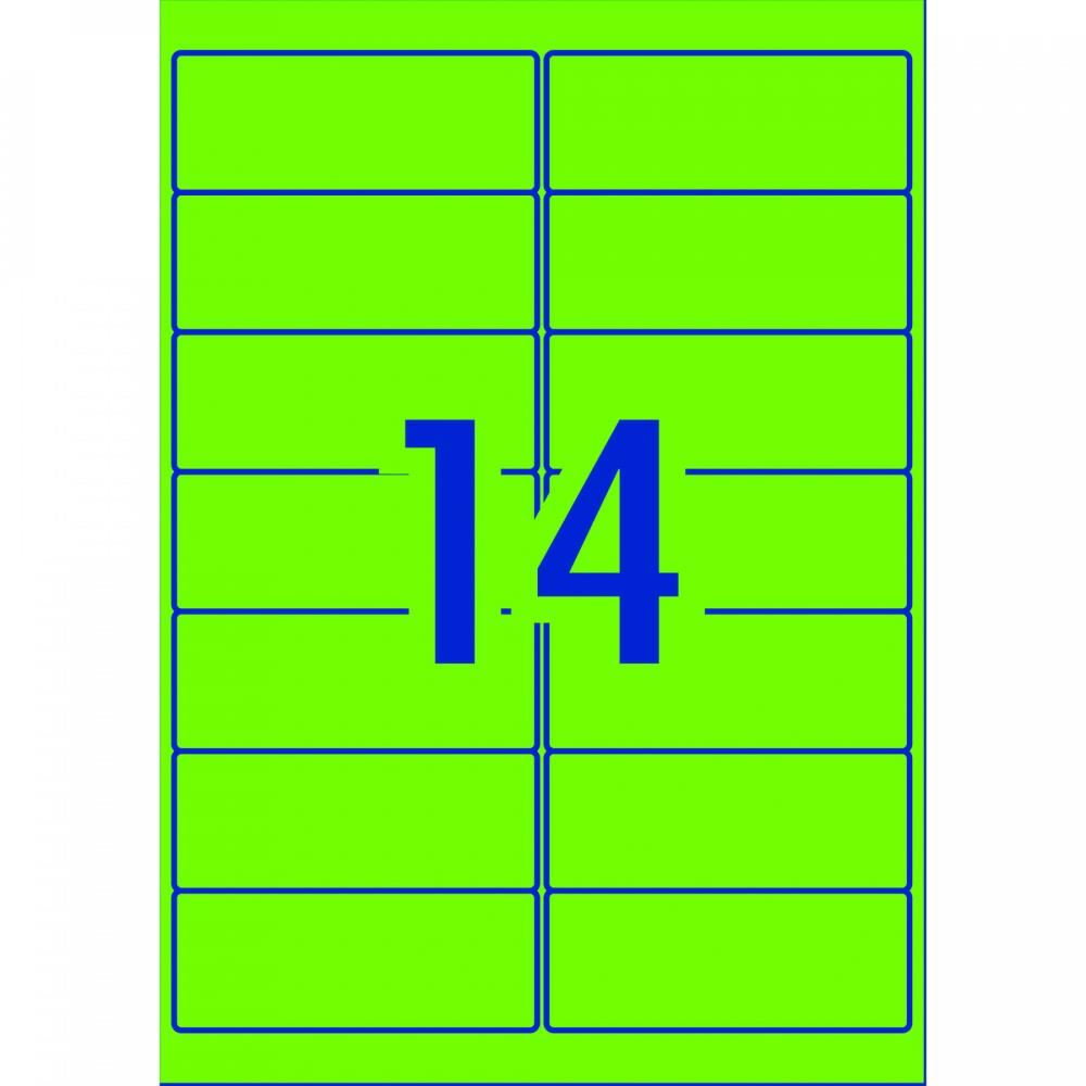 Image for LABEL A4 14UP FLUORO GREEN from Two Bays Office National