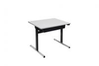 ddk t-leg student single desk black legs 600w x 600d x 560-800h (1 x plastic tub)