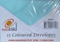 sunbird c6 colourd envelopes light blue 162 x 114mm 80gsm pack 15