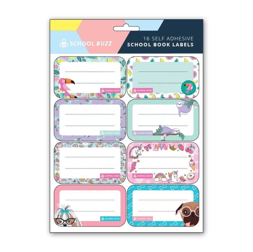 Image for NAME LABELS SCHOOL BUZZ 16X23CM 16 LABELS PER SHEET GIRL ASST DESIGNS from Shoalcoast Home and Office Solutions Office National