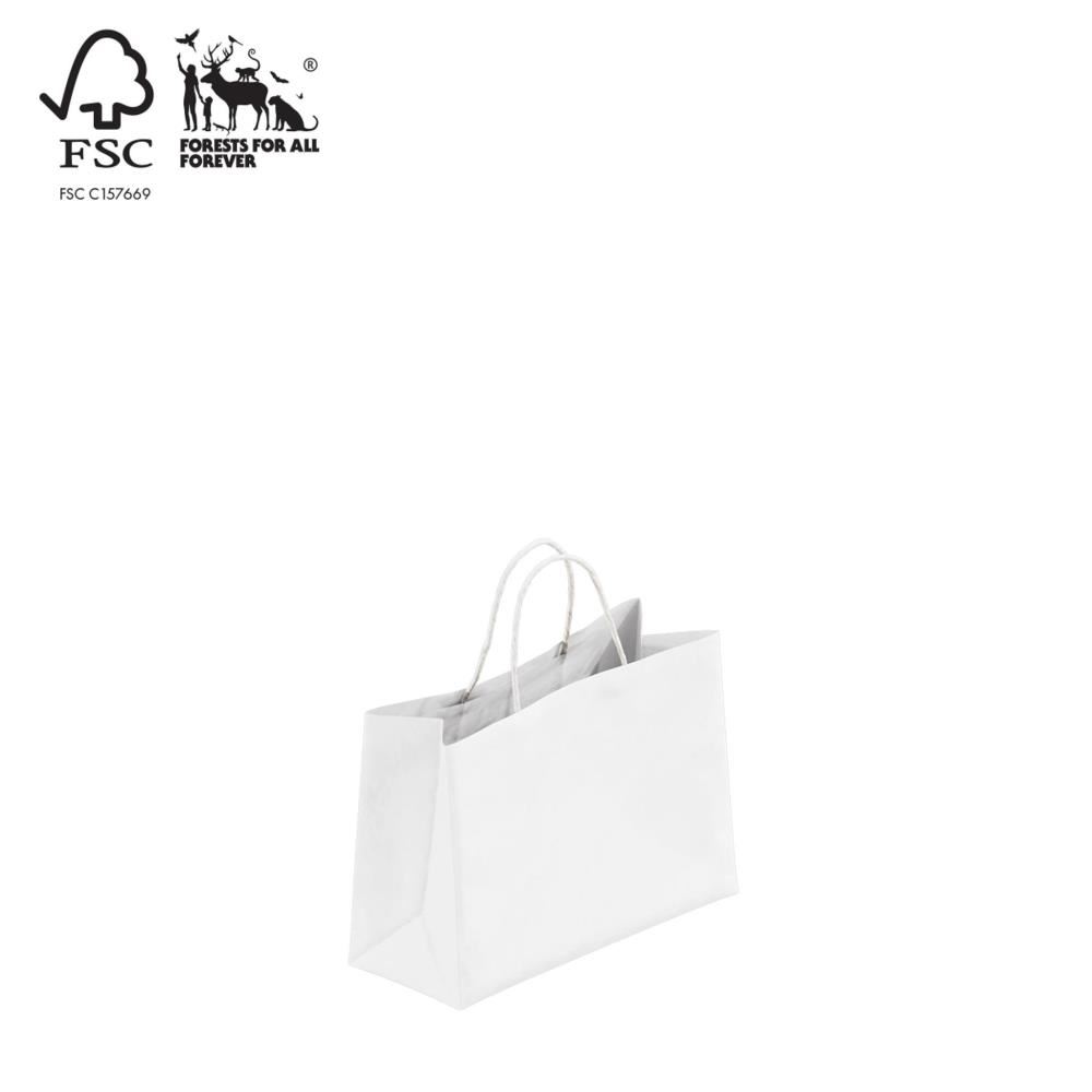 Image for KRAFT PAPER BAG BOUTIQUE EXRTA SMALL WITH HANDLE 250W X 180H X 100 MM WHITE from Shoalcoast Home and Office Solutions Office National