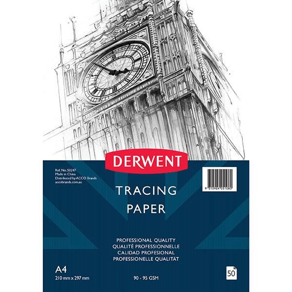 Image for DERWENT TRACING PAPER PAD 90-95GSM A4 PAD 50 SHEET from Angletons Office National