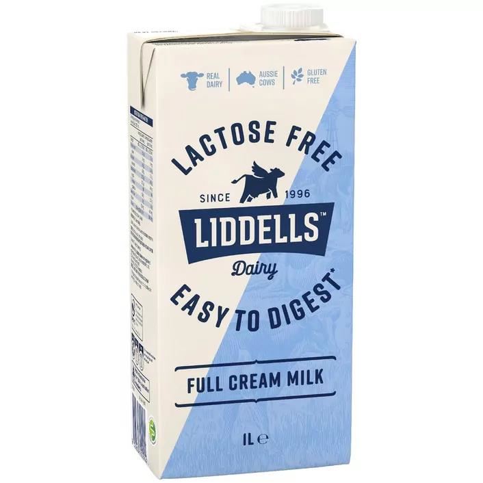 Image for LIDDELLS LACTOSE FREE FULL CREAM MILK 1L from Angletons Office National