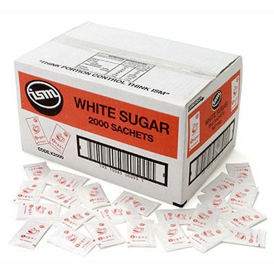 Image for ISM WHITE SUGAR SINGLE SERVE SACHET 3G BOX 2000 from Angletons Office National