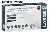 handicare large clear powder free vinyl gloves bx100 artg:355273
