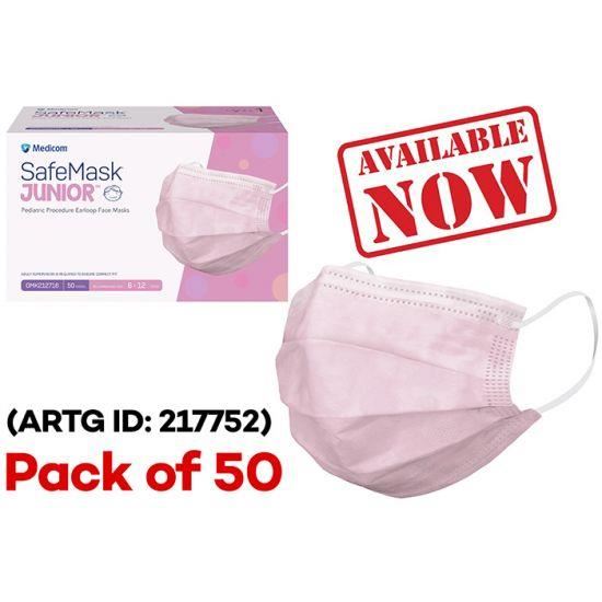 Image for CHILDRENS PINK MEDICAL SURGICLE 3 PLY FACE MASK WITH ELASTIC LOOP PK50 ARTG: 2177 from Angletons Office National
