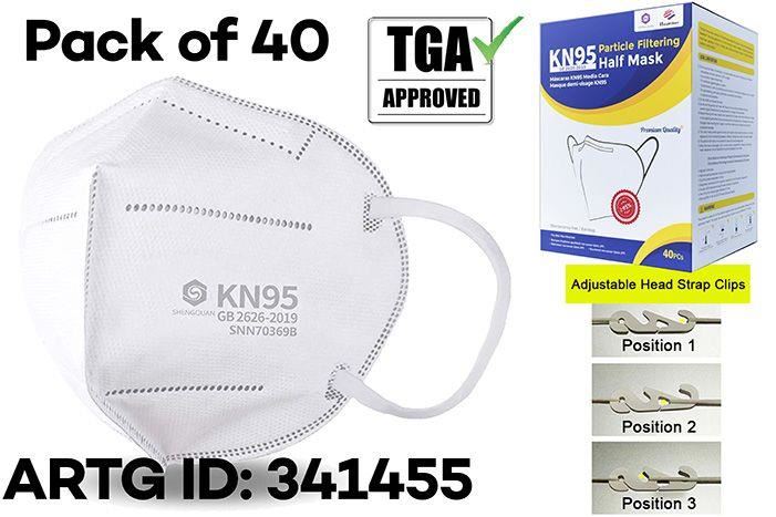 Image for TGA APPROVED KN95 DISPOSABLE FACE MASK BX40 WITH HEAD STRAP CLIPS from Angletons Office National