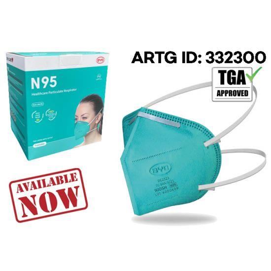 Image for BYD CARE N95 NIOSH HEALTHCARE PARTICULATE RESPIRATOR MASK FOLDABLE ARTG ID: 332300 TGA APPROVED from Angletons Office National