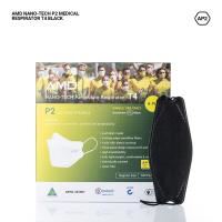 amd premium nano-tech flatfold p2 / kn95 disposable face mask black 50 pack