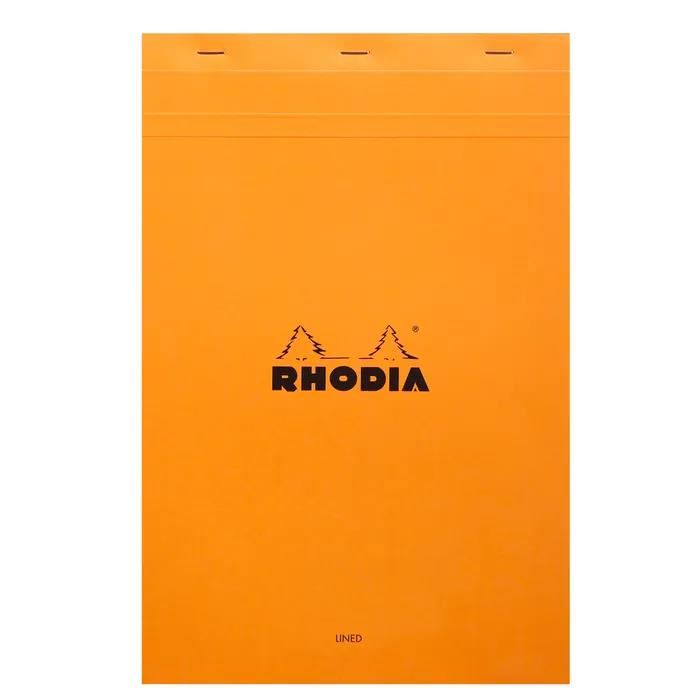 Image for RHODIA - NO. 19 TOP STAPLED NOTEPAD - A4+ - RULED + MARGIN - ORANGE from Angletons Office National