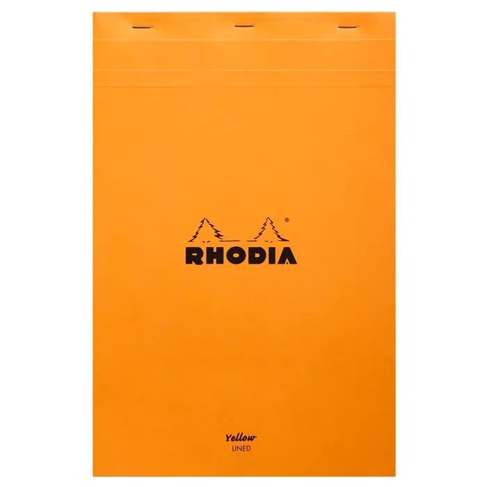 Image for RHODIA - NO. 19 TOP STAPLED YELLOW LEGAL PAD - A4+ - RULED WITH MARGIN - ORANGE from Angletons Office National