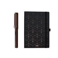 lamy - gift set - lamy soft cover notebook & lx fountain pen - medium - marron